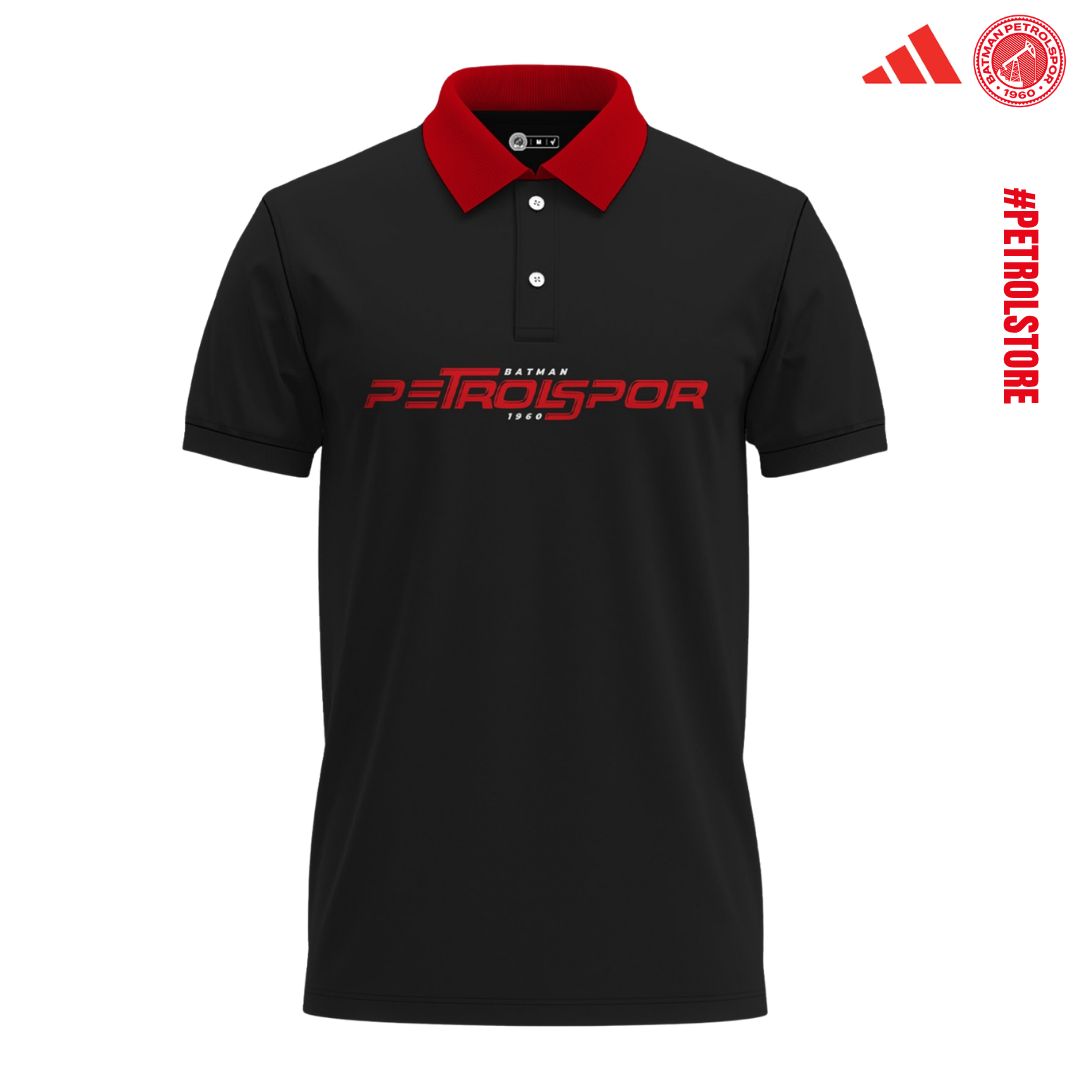 Polo Yaka Siyah Baskılı Tshirt